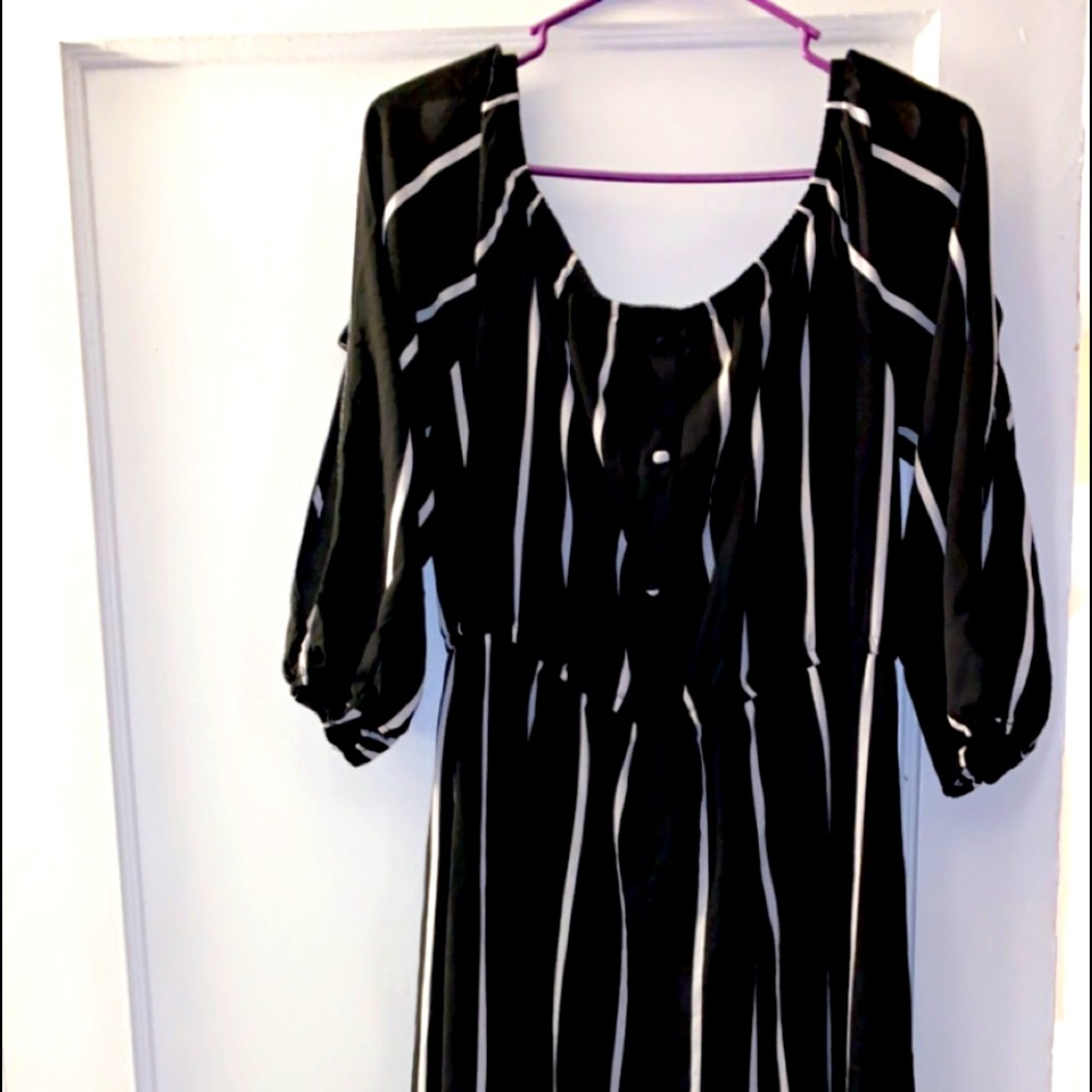 Black and white stripped romper